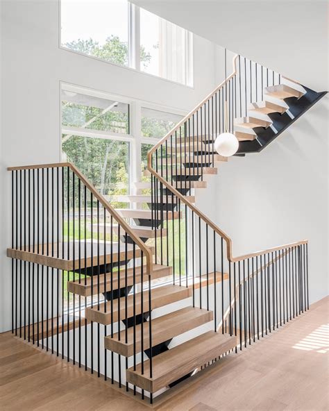 I thought he was going to golf for. Steel Spindle Railing on Floating Stairs - Hamptons, NY ...