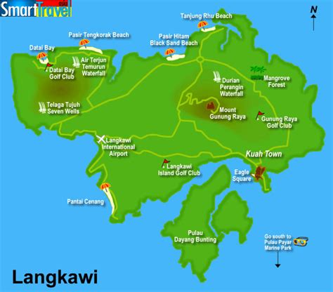Langkawi Map With Tourist Sites Beaches And Major Features From