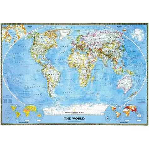 National Geographic Classical World Map Large Laminated