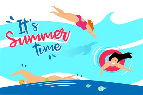 Summer Time Life On The Beach Poster 1212738 Vector Art At Vecteezy