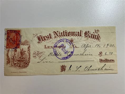 R164 First National Bank Bank Check Lexington Va 1901 Ebay