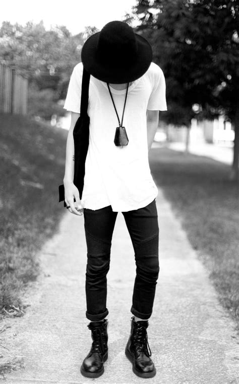 White T Shirt Black Jeans Shoes Fashion Men Tumblr