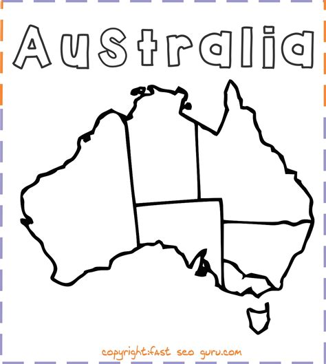 Printable Australia Map Coloring Page