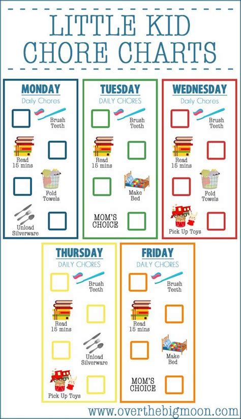 Printable Chore Charts For Kids Chore Chart Kids Charts For Kids