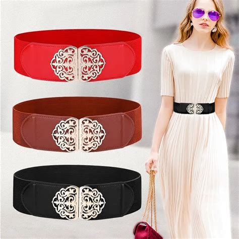Catelles Wide Belts For Women Dresses Fashion 2018 High Quality Red Pu