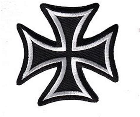Maltese Cross Patch Small Black And Silver