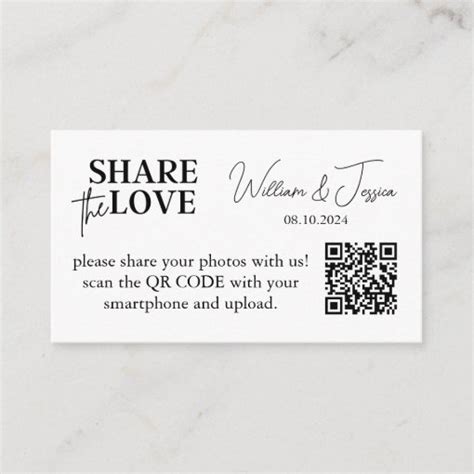Wedding Photo Sharing With Qr Code Enclosure Card Zazzle