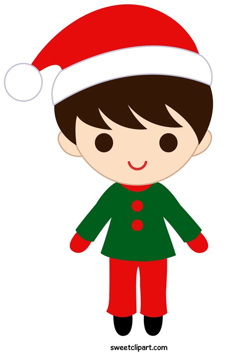 Christmas Boy With Santa Hat - Free Clip Art