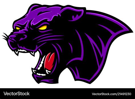 Cartoon Angry Black Purple Panther Head Royalty Free Vector