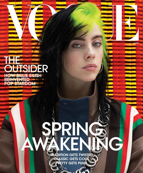May 11, 2021 · (image via instagram/billieeilish) to say that billie eilish' s spread in british vogue caused quite a stir on social media for the last week would be an understatement. Billie Eilish Lands First American Vogue Cover - Fuzzable