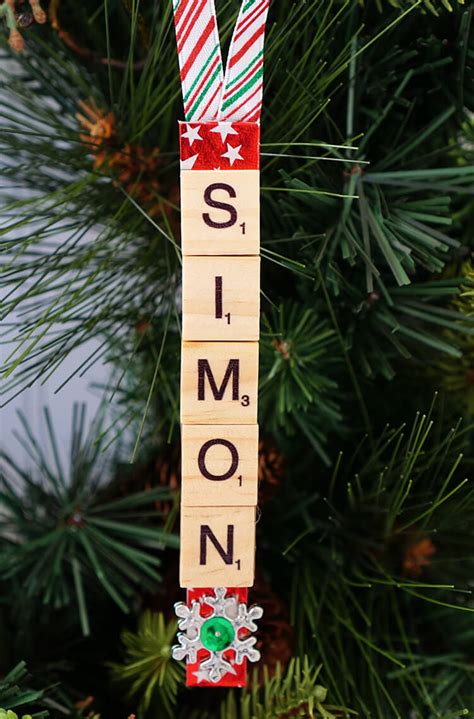 Personalized Scrabble Tile Christmas Ornaments Happiness