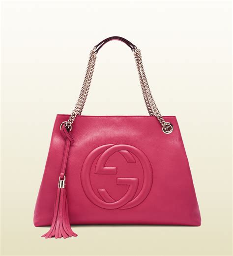 Lyst Gucci Soho Shocking Pink Leather Shoulder Bag In Pink