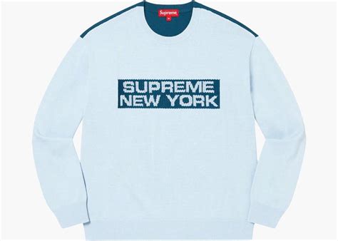 Supreme 2 Tone Sweater Light Blue Hype Clothinga