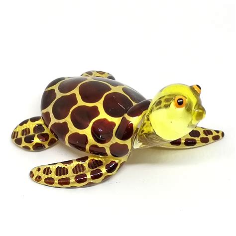 Collectible Sea Turtle Figurine Brown Hand Blown Art Glass Etsy