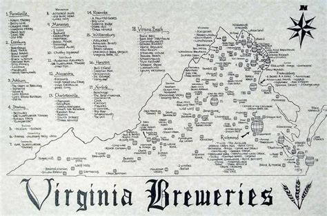 Virginia Breweries Map Etsy
