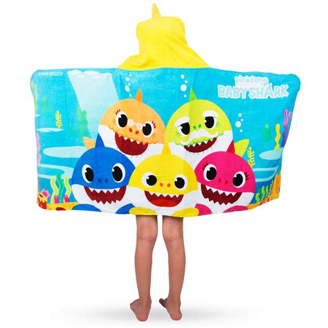 Baby Shark Kids Bath Hooded Towel Cotton Blue Pinkfong