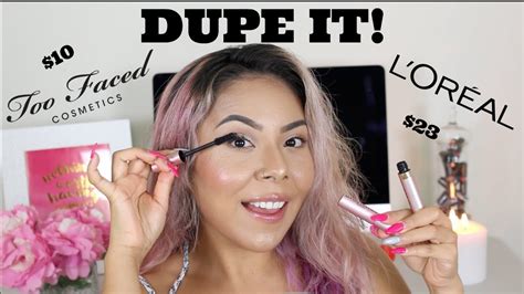 dupe it too faced better than sex vs l oreal lash paradise youtube
