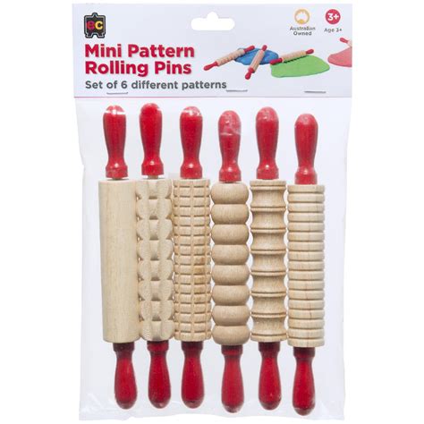 Mini Wooden Patterned Rolling Pins Set Of 6 Nappyland Nsw