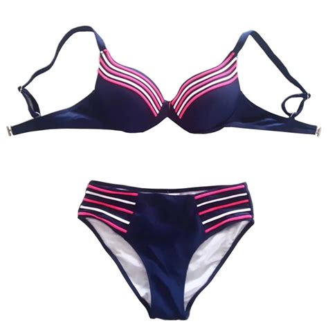 Buy 2018 Solid Color Sexy Brand Bikini Sets Push Up Swimwear Women Padded