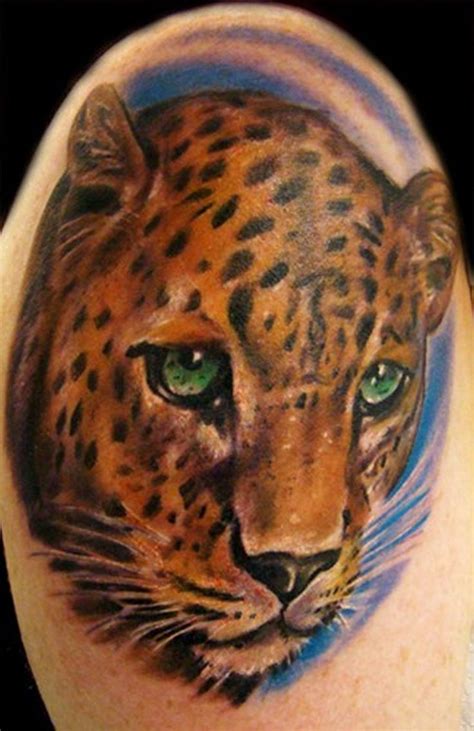 Realistic Leopard Head Tattoo On Half Sleeve Tattoos Book 65000