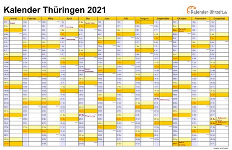 Kalender 2020 kostenlos downloaden und ausdrucken 5 varianten. Feiertage 2021 Thüringen + Kalender