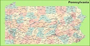 Road map of Pennsylvania with cities - Ontheworldmap.com