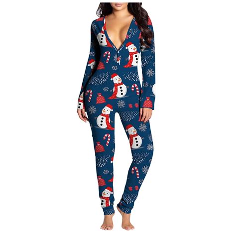 Shldybc Christmas Womens Pajama Sets Sexy Deep V Neck Butt Flap Pajamas
