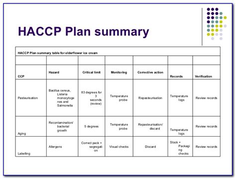 Haccp Plan Template Excel