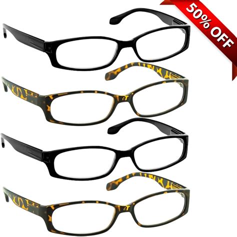 Reading Glasses 125 4 Pack Of Readers For Men And Women 2 Black 2 Tortoise