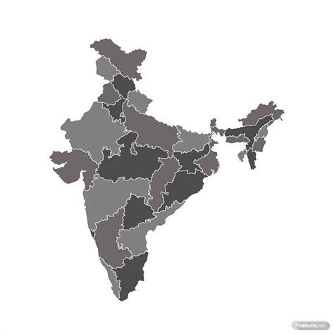Free Grey India Map Vector Eps Illustrator  Png Svg