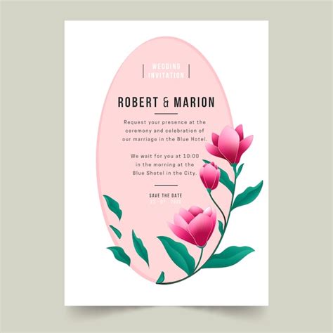 Free Vector Elegant Minimalistic Floral Wedding Invitation Template