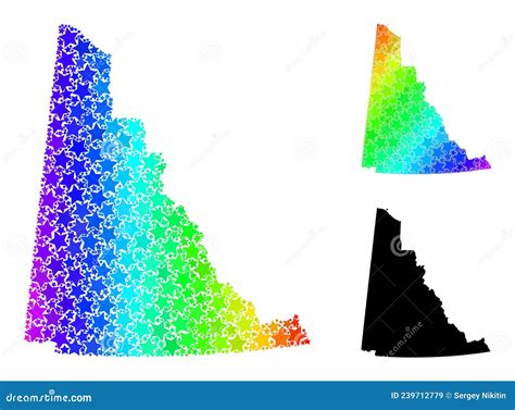 Spectrum Gradient Stars Mosaic Map Of Yukon Province Collage Stock