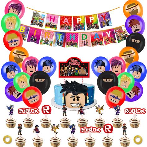 Buy Roblox Game Party Supplies For Kids Birthday Decorations Includes