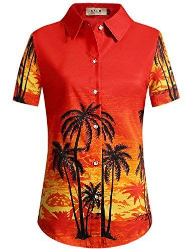 SSLR Women S Print Short Sleeve Casual Holidays Aloha Hawaiian Shirt Red Flamingo Flamingo