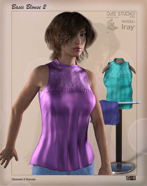 basic blouse 2 for genesis 3 female 3d figure assets karth