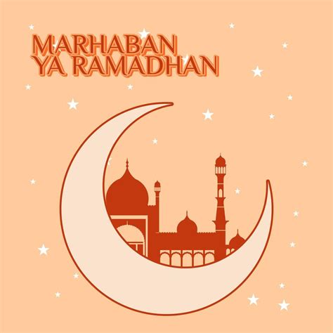 Marhaban Yaa Ramadan Poster With Moon And Mosque Vector Art At Vecteezy