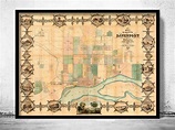 Old map of Davenport Iowa United States 1857 | Old map, Poster wall art ...