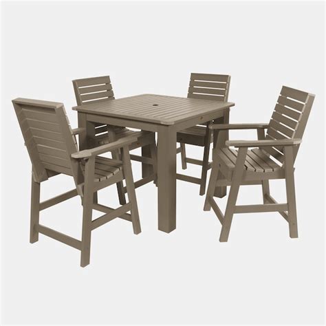 Highwood Weatherly 5 Piece Brown Bar Height Patio Dining Set In The