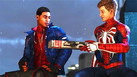 Spider Man Miles Morales Peter Gives Miles His New Suit Youtube