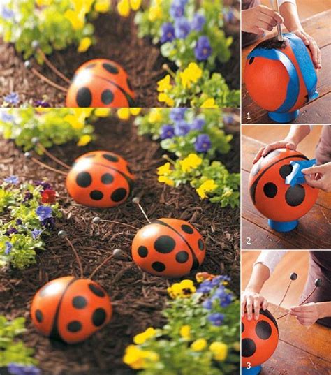Make Your Own Lady Bug Ornaments For The Garden Bowling Ball Ladybug