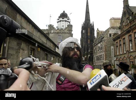 Aaron Barschak At Edinburgh Castle For The Fringe Festival The Comedian Dressed With An Osama