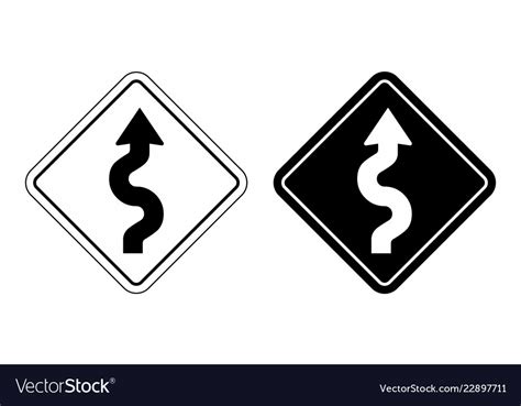 Winding Road Sign Royalty Free Vector Image VectorStock