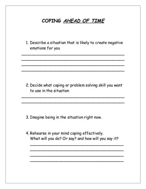 Counseling Worksheets For Teens