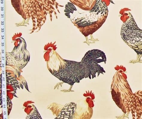 Rooster Chicken Toile Fabric Brickhouse Fabrics