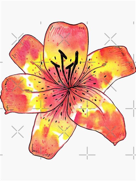 Watercolor Tiger Lily Sticker For Sale By Saradaboru Redbubble