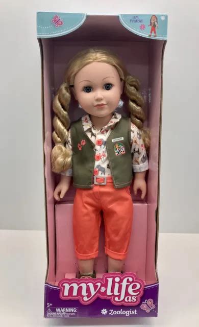My Life As Poseable Zoologist 18” Doll Blonde Hair Gray Eyes Light Skin