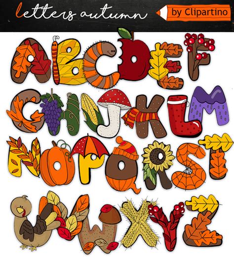 Autumn Alphabet Clip Art Letters Teaching Resources