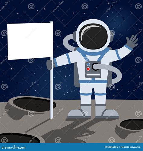 Outer Space Astronaut Holding Flag Stock Vector Illustration Of
