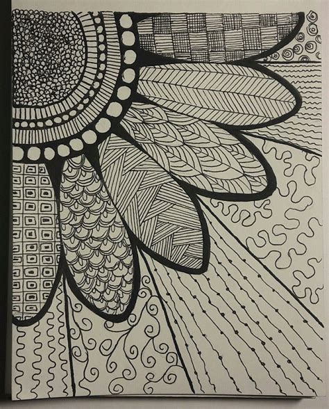 Zentangle Flower Çizimler Doodle Sanatı Çizim
