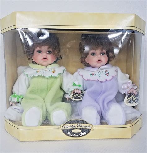 Vintage Collectible Memories Genuine Porcelain Dolls Twin Girls New